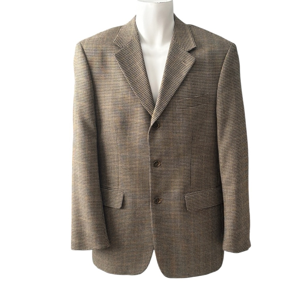 Wool Touch Men’s Houndstooth Wool Blend Blazer 40R - Dark Academia